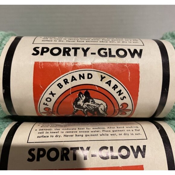 Fox Brand Yarns Baby Green Metallic Threads 2 Oz Lot of 8 Skeins Dupont USA Made - Picture 3 of 7